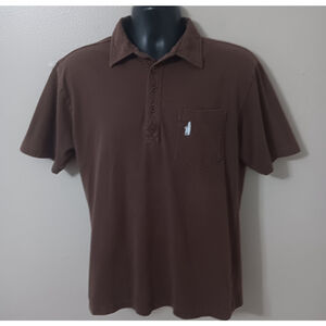 Johnnie-O Men's Medium Polo Shirt Short Sleeve Brown Cotton Surf